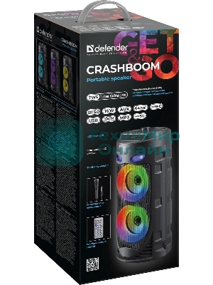 Портативная колонка Defender 16W черный CRASHBOOM