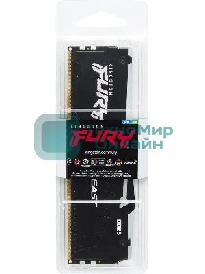 Оперативная память Kingston Fury Beast, DDR5, 32Gb (1x32Gb), 6000MHz, CL36, DIMM, с радиатором, RGB, черный