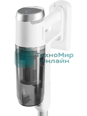 Пылесос вертикальный Hyundai HYV-S5550 белый/серебристый, питание от аккумулятора, 100 Вт, уборка сухая, пылесборник 0.5 л