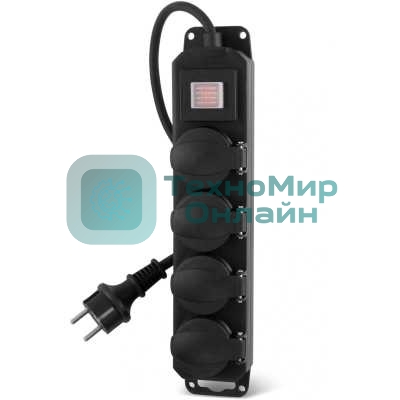 Сетевой фильтр Buro 400MDP-3-B 3 м, 4 розетки, черный, коробка