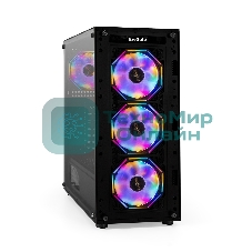 Компьютерный корпус Miditower ExeGate i3 BASE-NPX500 (ATX, БП 500NPX с вент. 12 см, с окном, 1*USB+1*USB 3.0, аудио, 4 вент. 12см с RGb подсветкой)
