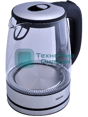 Чайник электрический Centek CT-0030 черный стекло 1.7 л, 2200 Вт, внутр. LED подсветка, защита от вкл б/воды
