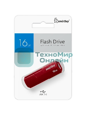 Флешка USB SmartBuy CLUE Burgundy (SB16GbCLU-BG), 16Gb, USB 2.0, R/W 20/10, красный