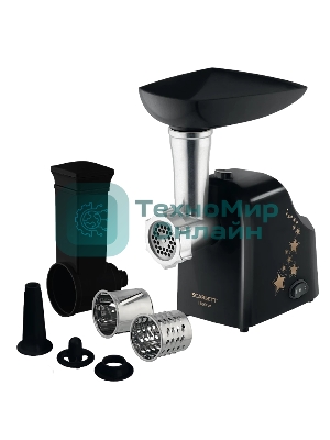 Мясорубка электрическая Scarlett SC-MG45M30 черный, 1800 Вт, 2.0 кг/мин, реверс, защита от перегрузки, насадки - 4