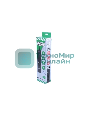Бытовой удлинитель PowerCube, 2 р с/з вык.,3USB, 3500 Вт, 16А, 1.9 м, 3x1,0 черный PC-5B-2M