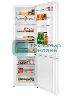 Холодильник Maunfeld MFF200NFWE белый, двухкамерный 271/106л морозилка снизу, No Frost