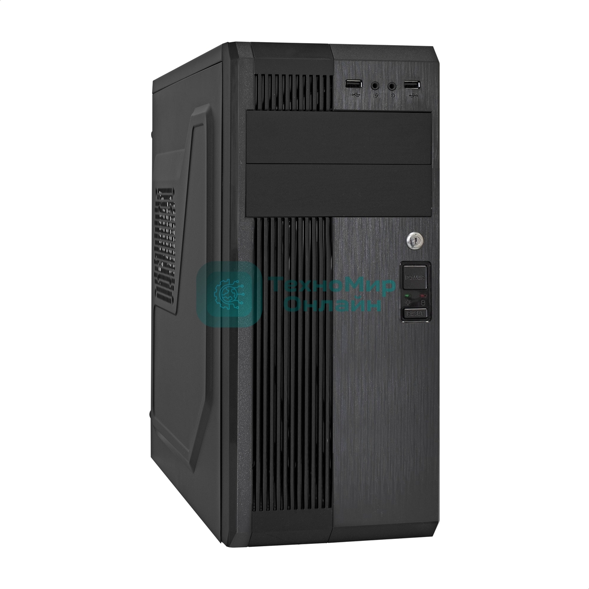 Компьютерный корпус Miditower ExeGate UN-605B-UN600 (ATX, БП UN600 с вент. 12см, 2*USB, аудио, блокировка, черный)