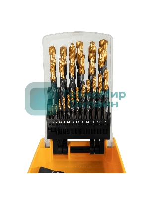Набор сверл по металлу Denzel 1-13 мм, HSS-Tin, Golden Tip, 25 шт