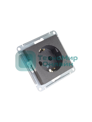 Механизм розетки 1-м СП AtlasDesign с заземл. защ. шторки 16А мокко SchE ATN000645