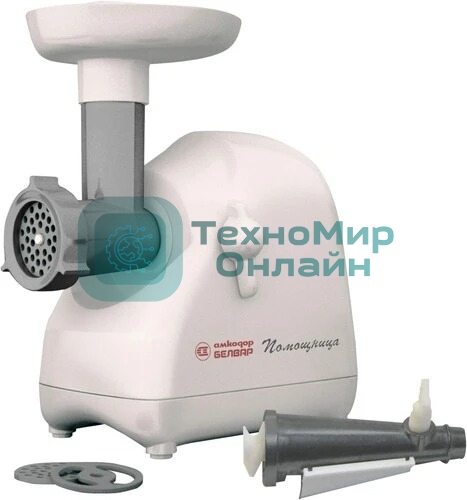 Мясорубка электрическая Белвар КЭМ-П2У-302-10 белый, 1500 Вт, 0.4 кг/мин, реверс, защита от перегрузки, насадки - 5