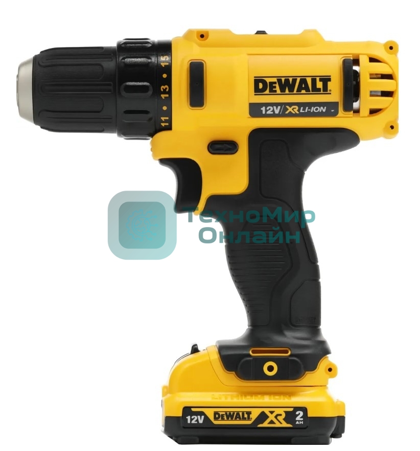 Дрель-шуруповерт DeWalt DCD710D2-QW, 10,8 В, 2 Ач, 24 Нм, щеточный