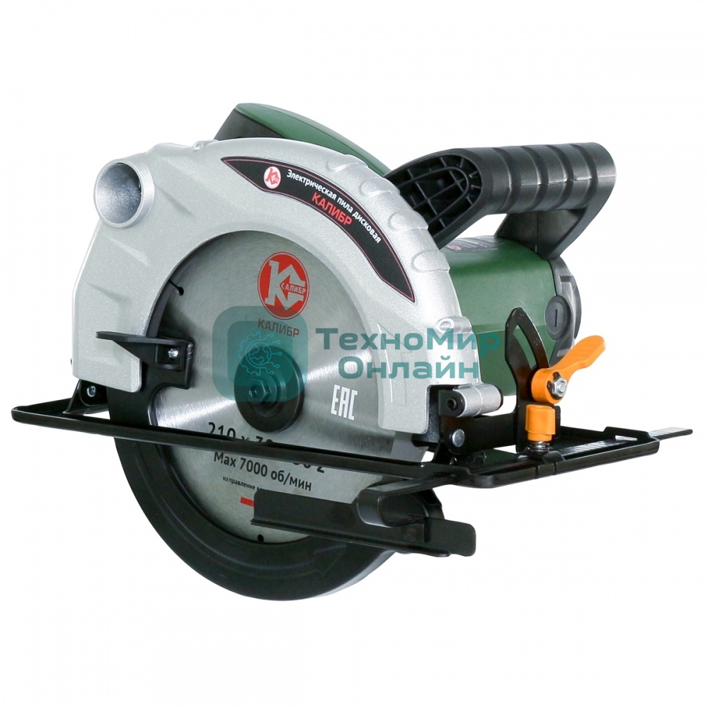 Пила циркулярная КАЛИБР ЭПД-1800/210 1800Вт, 4500 об/мин, глубина пропила 70 мм
