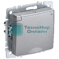 Розетка 1-местная IEK BRITE РСбш10-3-БрА (BR-R16-16-K47) с заземлением, с защитными шторками и крышкой, 16А IP20, алюминий