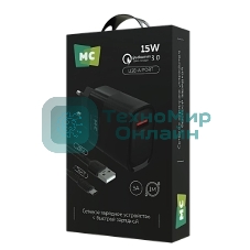 Сетевое зарядное устройство MORE CHOICE (4620202553393) NC09a 1USB 3.0A QC3.0 15W б, черный