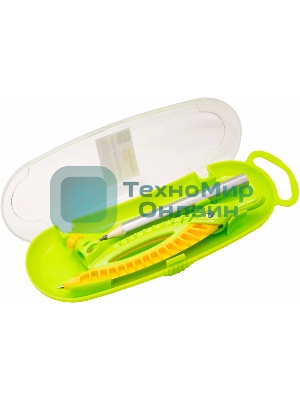 Готовальня Silwerhof Daily, корпус зеленый, пластик, 12 см с гнездом для карандаша, в комплекте: карандаш