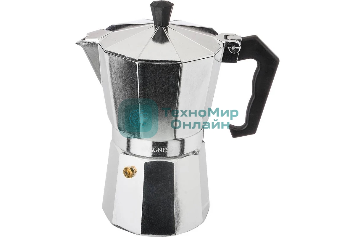 Кофеварка гейзерная AGNESS 944-004 МОНБЛАН на 6 чашек 300 мл