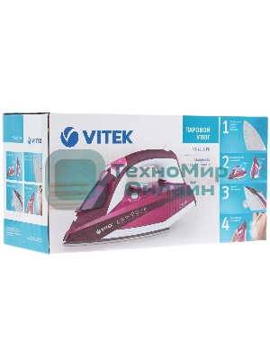 Утюг Vitek VT-1215 (PK) максимальная 2400 Вт.Подошва Ceramic Ultra Care.