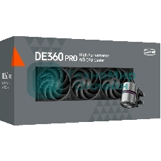 Система охлаждения Water Cooling System PCCooler DE360 Pro BK (300W, 360мм, Black, ARGB Pump, Fans: 3x120мм, 86.73CFM, 32dBA, 2200RPM/Pump height 57мм, 28dBA, 3200RPM, Rad thickness 27мм/S: 1851, 1700, 1200, 115X, AM5, AM4, AM3)