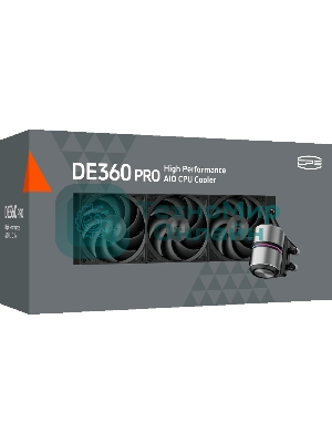 Система охлаждения Water Cooling System PCCooler DE360 Pro BK (300W, 360мм, Black, ARGB Pump, Fans: 3x120мм, 86.73CFM, 32dBA, 2200RPM/Pump height 57мм, 28dBA, 3200RPM, Rad thickness 27мм/S: 1851, 1700, 1200, 115X, AM5, AM4, AM3)