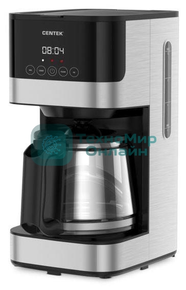 Кофеварка капельная Centek CT-1150 черный/сталь, исп. кофе - молотый, 1.5 л, 1000 Вт.