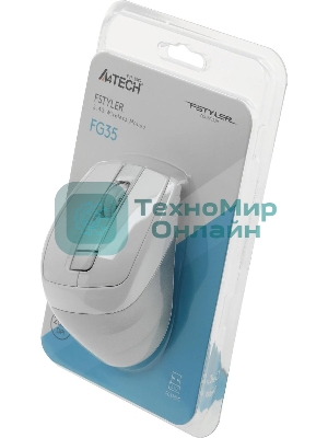 Мышь беспроводная A4Tech Fstyler FG35 серебристый/белый, 2000 dpi, радиоканал, USB, кнопки - 6