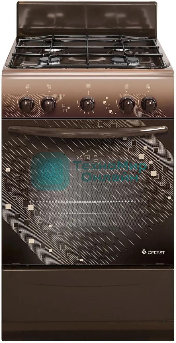Плита газовая Gefest ПГ 5100 0018 коричневый, конфорок 4 шт, духовка 52 л, 50 см x 85 см x 58.5 см