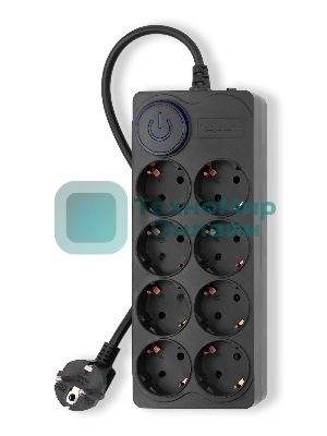 Сетевой фильтр Ippon BK-8-EU-3-10-B 3 м, 8 розеток, черный, коробка