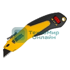 Нож строительный Denzel 19 мм, сменное трапециевидное лезвие, SK4, алюминиевый корпус, торцевой зажим