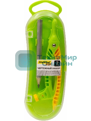 Готовальня Silwerhof Daily, корпус зеленый, пластик, 12 см с гнездом для карандаша, в комплекте: карандаш