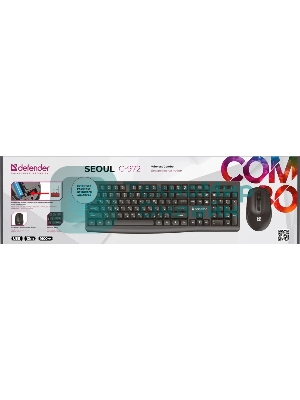 Комплект клавиатура+мышь Defender C-972 беспроводной, USB, 1600 DPI, черный