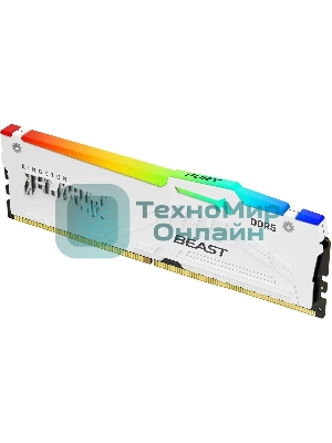 Оперативная память Kingston Fury Beast, DDR5, 32Gb (1x32GB), 5600MHz, CL36, DIMM, радиатор, RGB, белый