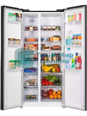 Холодильник Maunfeld MFF177NFB Slim Inverter черный двухкамерный 352/198л морозилка слева, No Frost, Side by Side