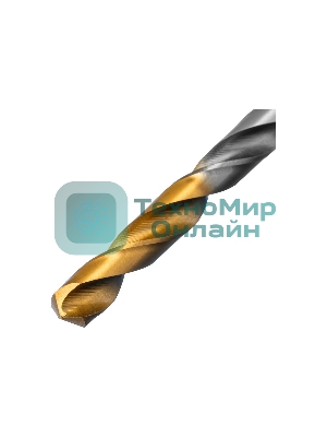 Сверло спиральное по металлу Denzel 6 х 139 мм, Р6М5, Golden Tip, удлиненное