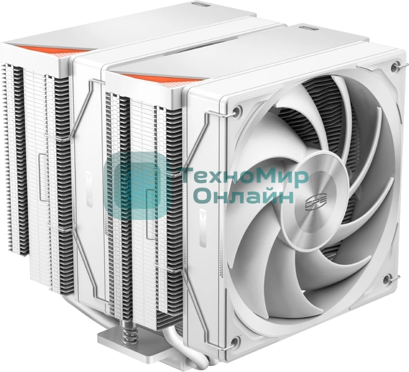 Кулер для процессора PCCooler RZ620 WH (260W, 4-pin PWM, 158мм, Al/Cu, 6x6мм, 2x120мм, 86.73CFM, 32dBA, 1800RPM, S: 1851/1700/1200/115X, AM5/AM4, белый)