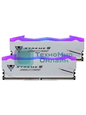 Оперативная память Patriot Viper Xtreme 5, DDR5, 48Gb (2x24GB), 6400MHz, CL32, DIMM, с радиаторами, RGB, серебристый