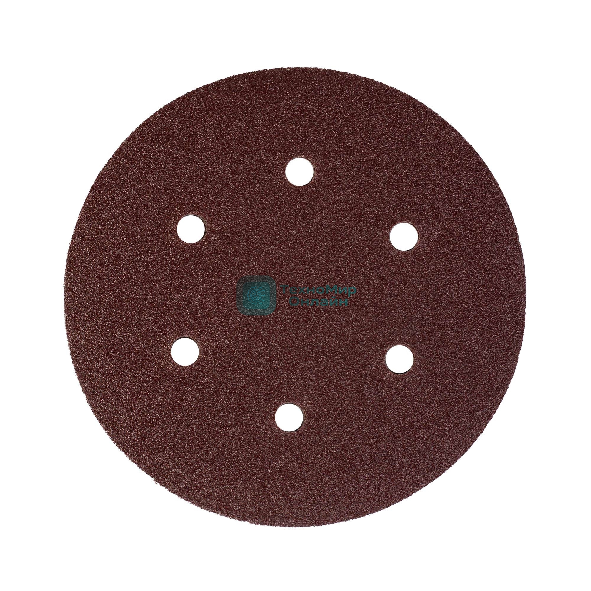 Круг шлифовальный PATRIOT на липучке, 150 мм, 6 отверстий, Р80, 5 шт