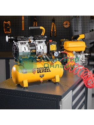 Компрессор Denzel DLS650/10 безмаслянный малошумный 650 Вт, 120 л/мин,ресивер 10 л