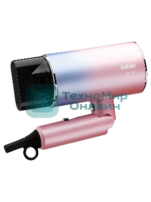 Фен BBK BHD3000 розовый/голубой, 2000 Вт, ионизация, компактный