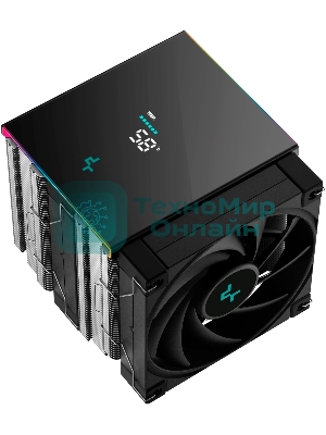 Кулер для процессора DEEPCOOL AK620 DIGITAL SE LGA20XX/1700/1200/115X/AM5/AM4 (9шт/кор, TDP 260W, PWM, DUAL Fan 120мм, 6 тепл. трубок, ARGb, черный) RET (R-AK620-BKADMN-GJD)