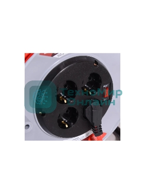 Удлинитель силовой Ресанта СУ-3х1,5-50/2 (61/118/12) 3x1.5кв.мм 4розет. 50м ПВС катушка красный