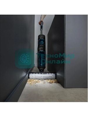 Пылесос вертикальный моющий Tefal X-Clean 5 GF5555F0 серый/черный, от аккумулятора, 200 Вт, уборка влажная, пылесборник 0.44 л