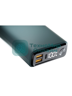 Портативный аккумулятор OLMIO QS-30, 30000mAh, 22.5W, QuickCharge3.0/PowerDelivery, LCD, темно-зеленый