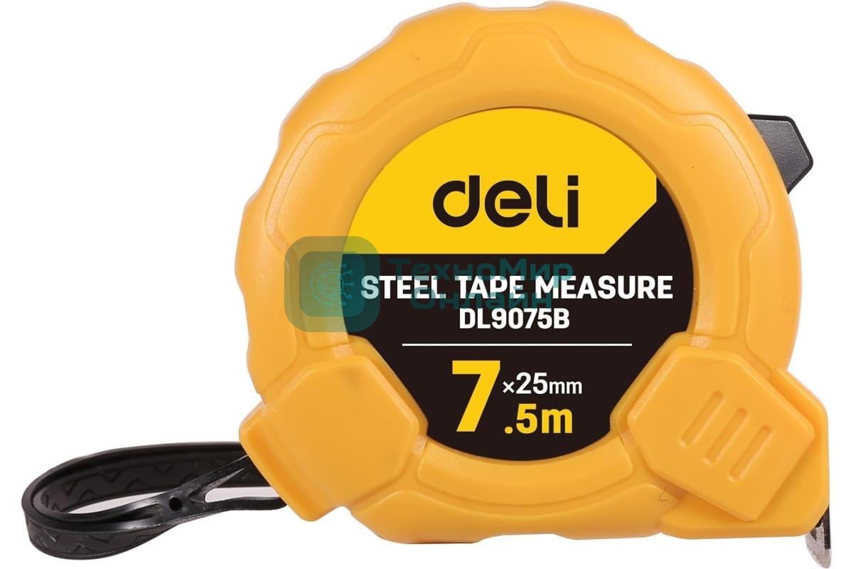 Рулетка Deli DL9075B 7,5мx25мм Метрическая. Корпус ударопрочный.