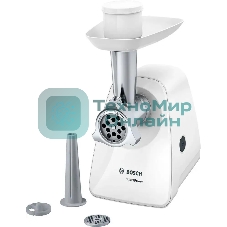 Мясорубка электрическая Bosch MFW2510W белый, 1500 Вт, 1.7 кг/мин, защита от перегрузки, насадки - 3