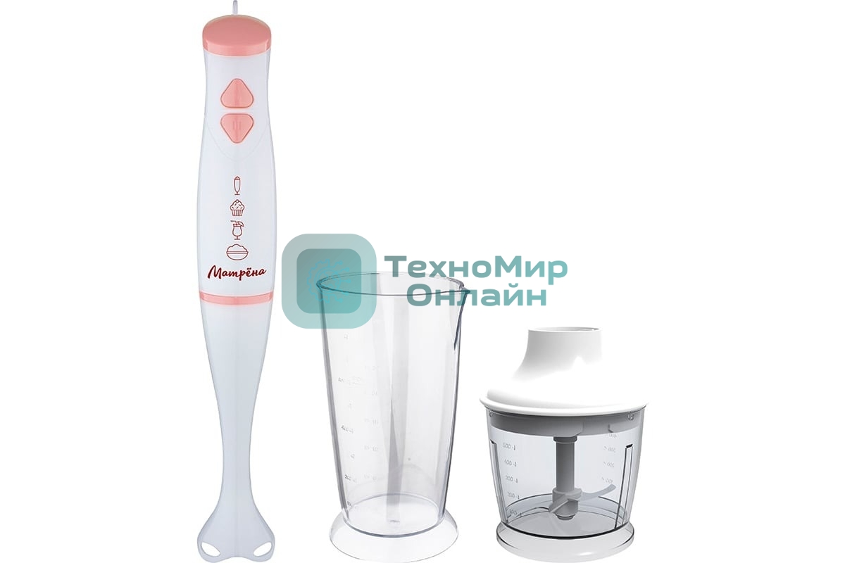 Блендер погружной МАТРЕНА МА-052 (007265) белый, розовый
