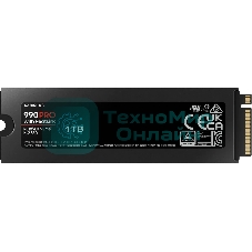 Накопитель SSD Samsung 990 PRO, 1000Gb, PCIe 4.0 x4, M.2 2280, NVMe, R/W 7450/6900, с радиатором