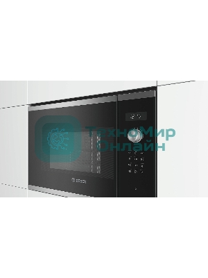 Встраиваемая микроволновая печь Bosch BEL554MS0 нержавеющая сталь/черный, 25 л, 900 Вт, переключатели - поворотный механизм/сенсор