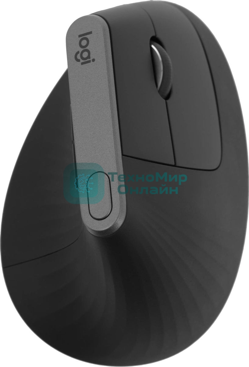 Мышь беспроводная/проводная Logitech MX Vertical графитовый, 4000 dpi, радиоканал, Bluetooth, USB, кнопки - 6