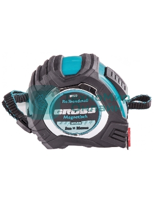 Рулетка Gross Magnetisch, 3 м х 16мм, обрезин. корпус, автоматич. фиксация, нейлон. покр., магн. зацеп