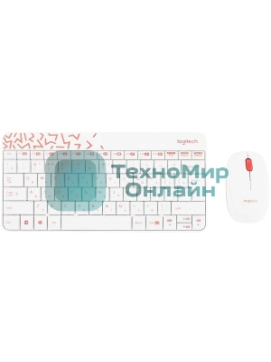 Комплект клавиатура+мышь Logitech MK240 Nano беспроводной, USB, 1000 DPI, белый
